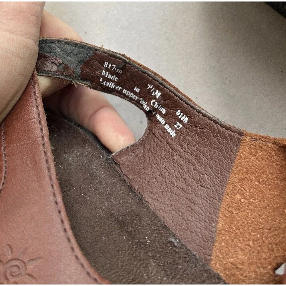 CLARKS Springers Dk BROWN Strappy Leather Low Heel Sandals - 7.5 M - Picture 10 of 11